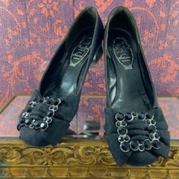 Vintage Jewelled Black Silk Shoes 'French Room Shoes and Sabrina Shoes' - Picture 7 of 16